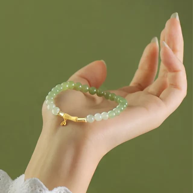 【LEESA】和闐玉手串\玉手環\純銀手環\竹節手串\金手環\女生飾品\平安手環\和田玉手鏈\送