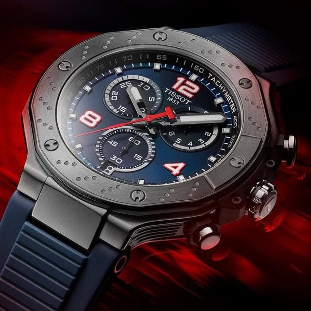 【TISSOT 天梭 官方授權】MOTOGP 75周年2024限量三眼計時機械錶-45mm 母親節 禮物 送禮(T1414272704100)