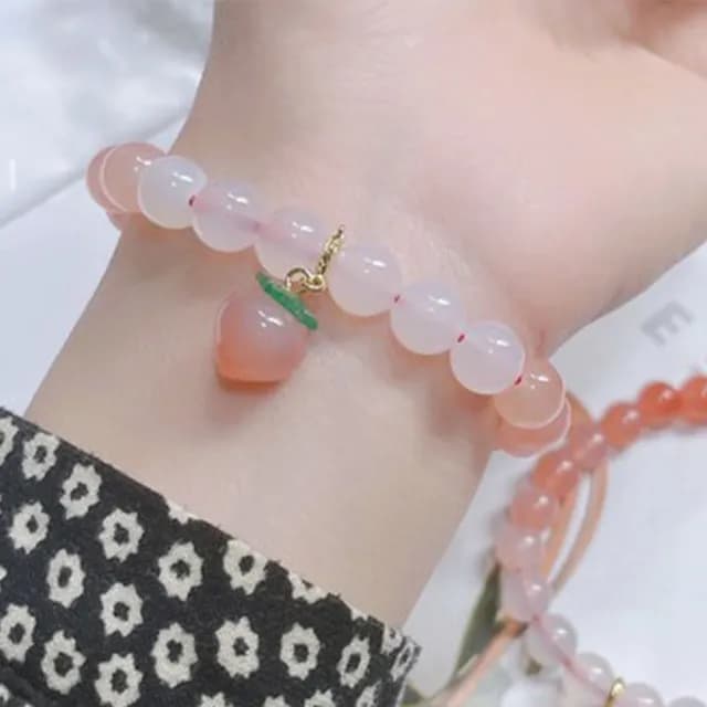 【KT DADA】情人節禮物 包包 鹽源瑪瑙手鍊 單圈手鍊 女手鍊 水晶手鍊 避邪手鍊 保平安 桃子吊墜 小清新手鍊