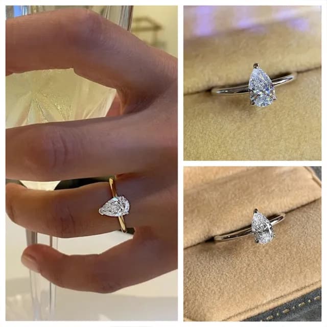 【LEEHER】情人節禮物 七夕 女生禮物/求婚戒/新娘飾品/戒子/銀戒/水滴戒指/銀戒指/生日禮物/純銀戒指/鋯石 