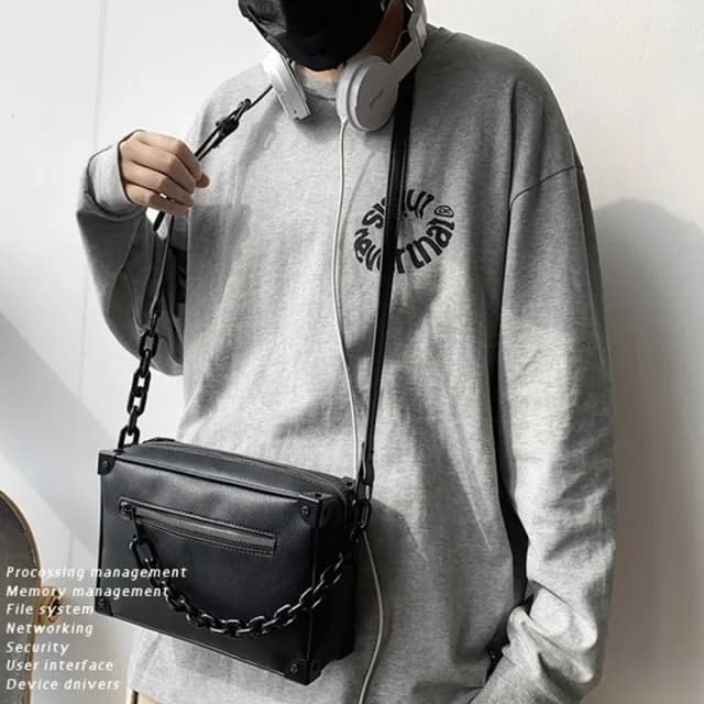 【LEEHER】父親節禮物 包包男/男士包包/小包包/單肩包/盒子包/百搭小方包/黑色包包/側背小包/隨身小包/斜背