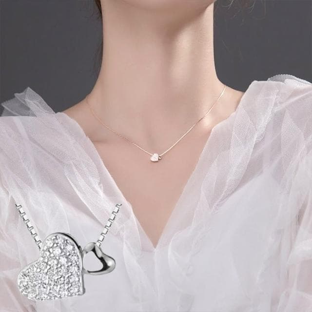 【LEESA】純銀項鍊\愛心項鍊\鎖骨鍊\閨蜜項鍊\玫瑰金項鍊\可愛項鍊\銀項鍊\生日禮物\細項鍊\女生禮物\送禮