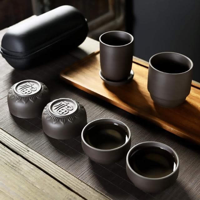 【EZlife】旅行便攜茶具組(紫砂款)