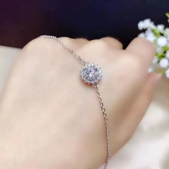 【A&R】莫桑鑽陽光手鍊0.5克拉附精美禮盒(18K金 S925純銀 情人節 生日禮物)