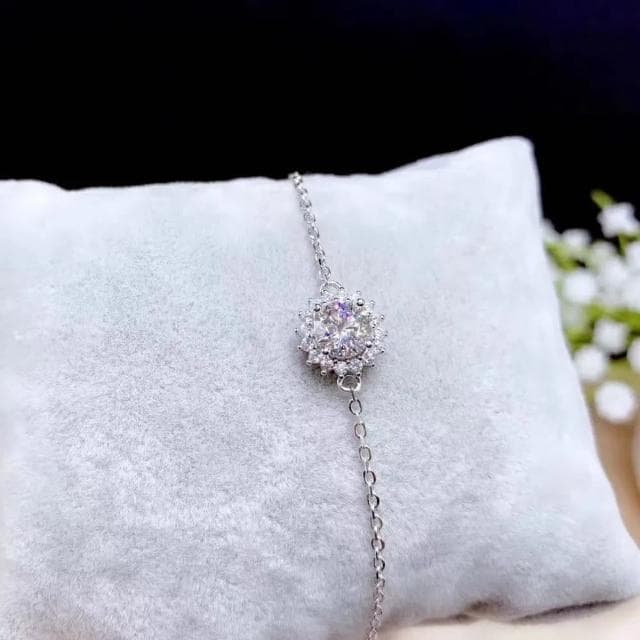 【A&R】莫桑鑽陽光手鍊0.5克拉附精美禮盒(18K金 S925純銀 情人節 生日禮物)