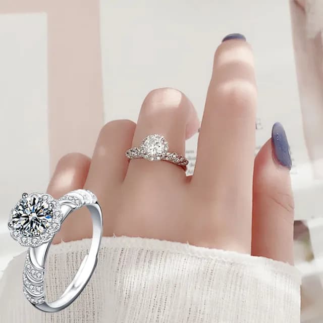 【LEESA】純銀戒指\求婚戒指\鑽戒\銀戒指\莫桑鑽戒指\個性戒指\韓國戒指\閨蜜戒指\生日禮物\造