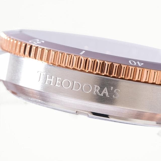 【THEODORA’S 希奧朵拉】水行俠夜光潛水手錶(熊貓款) 米白灰面-鋼鍊帶玫金