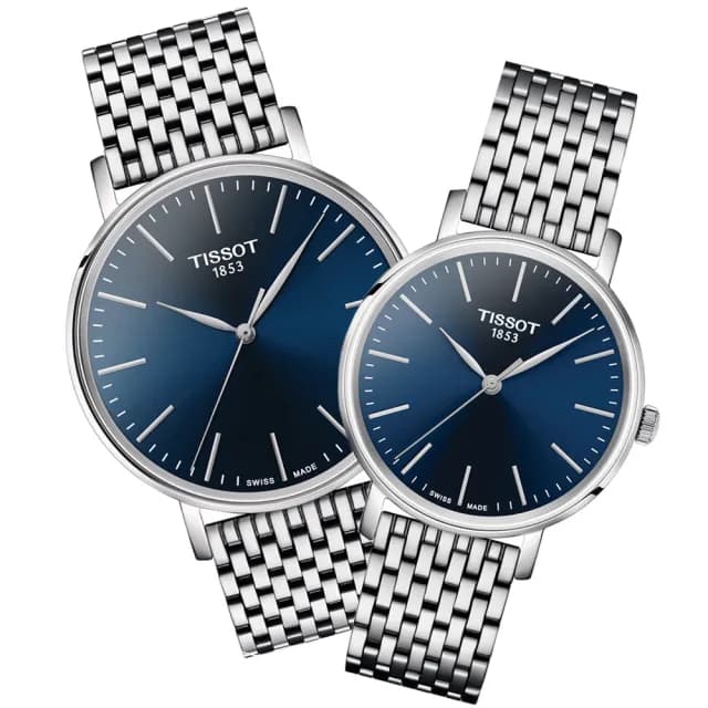 【TISSOT 天梭 官方授權】EVERYTIME 時尚對錶 父親節 禮物 送禮 推薦(T1434101104100 / T1432101104100)