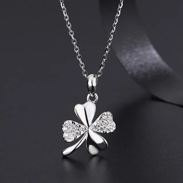 【MoonDy】足銀項鍊 S999純銀 四葉草項鍊 女項鍊 項鍊 純銀項鍊 幸運項鍊 鎖骨鏈 銀項鍊