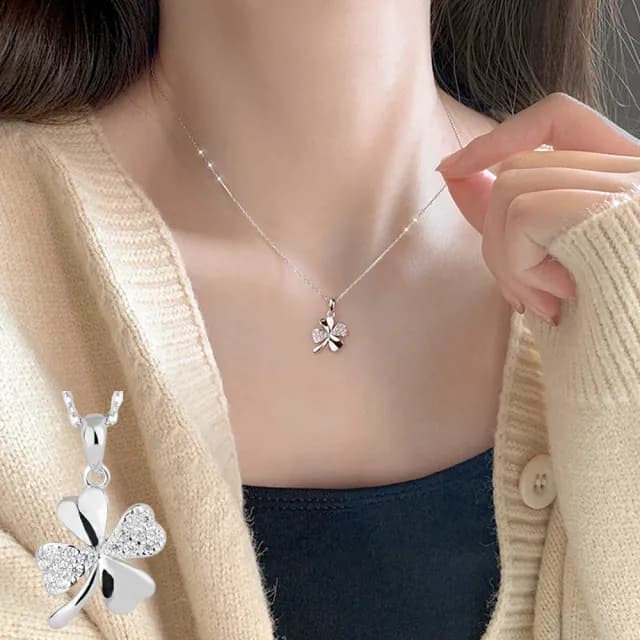 【MoonDy】足銀項鍊 S999純銀 四葉草項鍊 女項鍊 項鍊 純銀項鍊 幸運項鍊 鎖骨鏈 銀項鍊