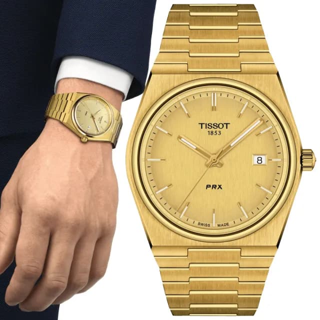 【TISSOT 天梭 官方授權】PRX系列 1970年代復刻 時尚腕錶 雙11 特惠 推薦(T1374103302100)