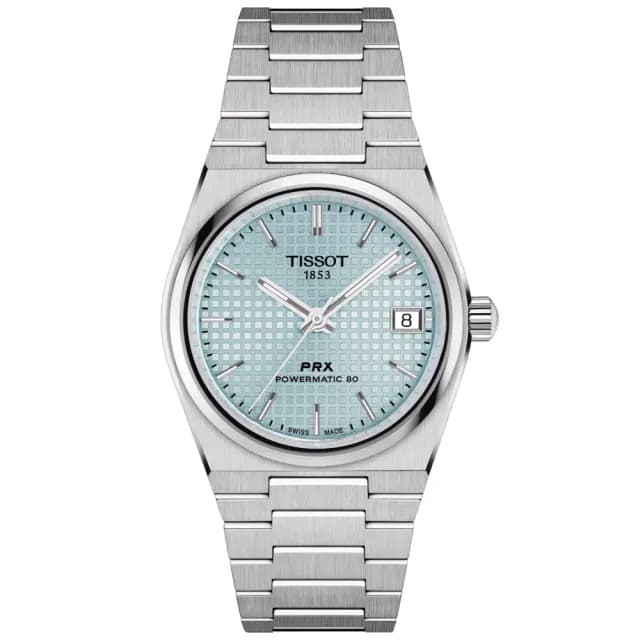 【TISSOT 天梭 官方授權】PRX系列 1970年代復刻 冰川藍 機械腕錶 畢業禮物 送禮 推薦(T1372071135100)