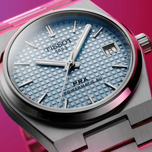 【TISSOT 天梭 官方授權】PRX系列 1970年代復刻 冰川藍 機械腕錶 畢業禮物 送禮 推薦(T1372071135100)
