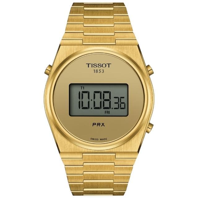 【TISSOT 天梭 官方授權】PRX 復古數位對錶 母親節 禮物 推薦(T1374633302000 / T1372633302000)