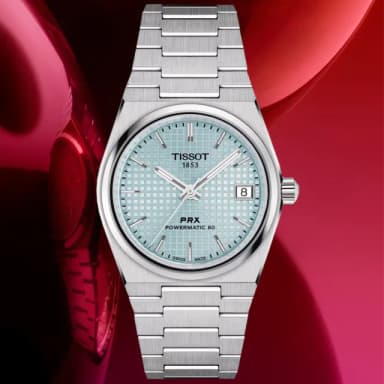 【TISSOT 天梭 官方授權】PRX系列 1970年代復刻 冰川藍 機械腕錶 畢業禮物 送禮 推薦(T1372071135100)