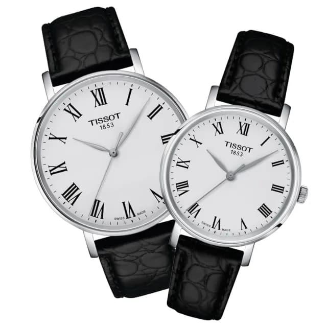 【TISSOT 天梭 官方授權】EVERYTIME 經典對錶 父親節 禮物 送禮 推薦(T1434101603300/T1432101603300)