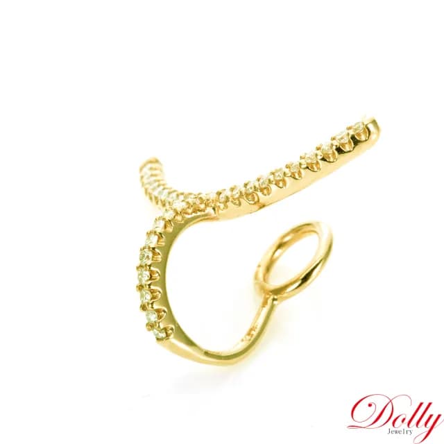 【DOLLY】情人節禮物 0.16克拉 天然鑽石 F/VS2 18K黃K金耳骨夾耳環(母親節 情人節 交換禮物首選)