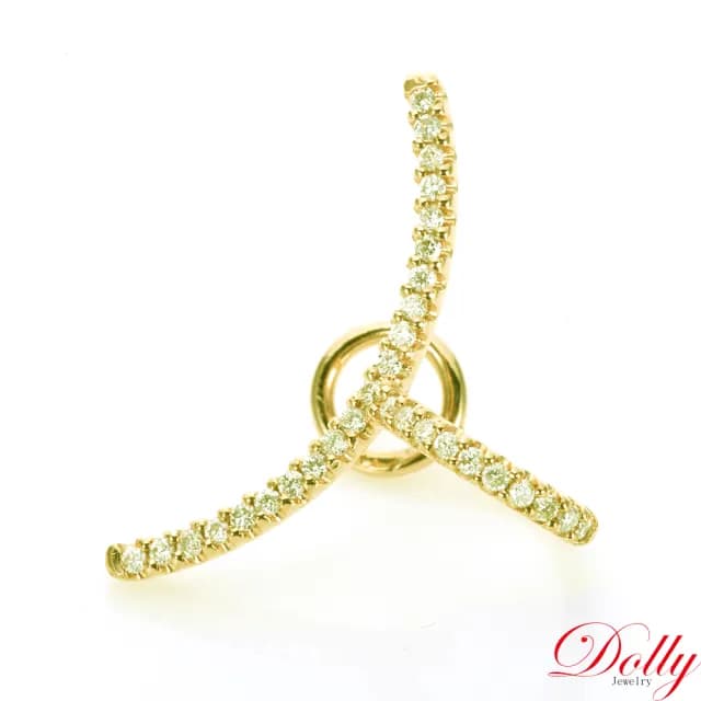 【DOLLY】情人節禮物 0.16克拉 天然鑽石 F/VS2 18K黃K金耳骨夾耳環(母親節 情人節 交換禮物首選)