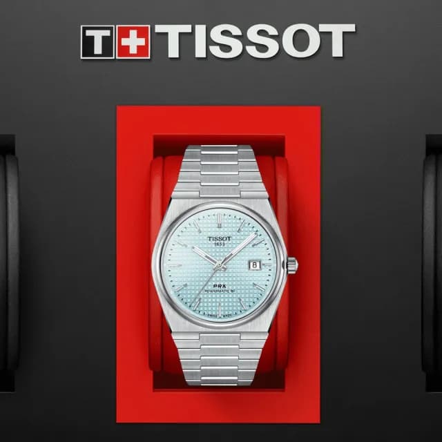 【TISSOT 天梭】PRX系列 復刻 冰川藍 機械腕錶 七夕 情人節 禮物 送禮 推薦(T1374071135100)