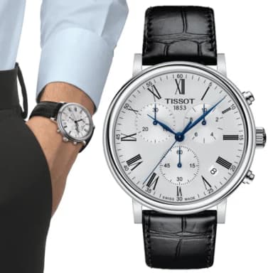 【TISSOT 天梭 官方授權】CARSON系列 紳士計時腕錶 畢業禮物 送禮 推薦(T1224171603300)