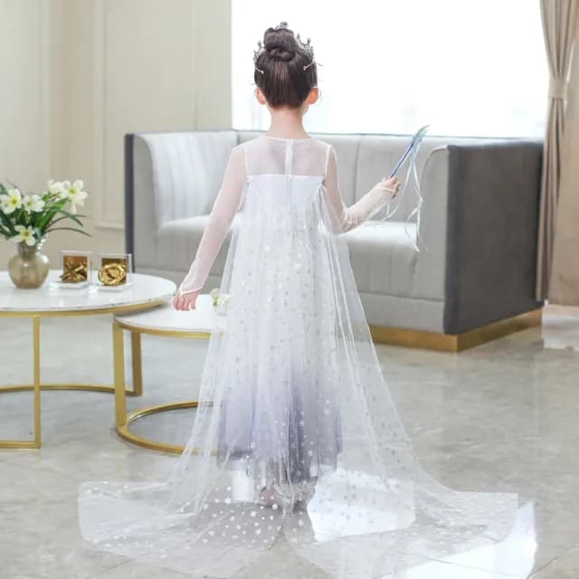 【橘魔法】白色女王漸層公主服(萬聖節 服裝 角色扮演服裝 長裙 公主洋裝 角色扮演 女童 兒童 童裝)