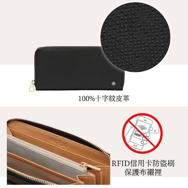 【BESIDE-U】長夾 RFID防盜錄襯裡 女夾皮夾 經典簡約 送禮推薦 ALS系列(招財／禮物／皮夾)