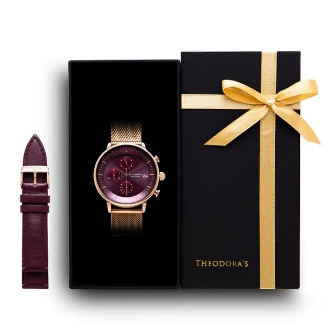 【THEODORA’S 希奧朵拉】可選色｜限定禮盒Mercury腕錶+替換錶帶2入組(太陽能手錶 真三眼計時 男錶 女錶)