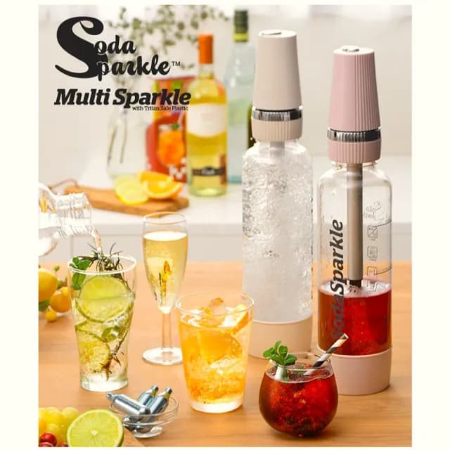 【SodaSparkle】澳洲SodaSparkle隨行氣泡水機10入鋼瓶+氣泡瓶機(中秋烤肉露營、上班、健身、居家良品)