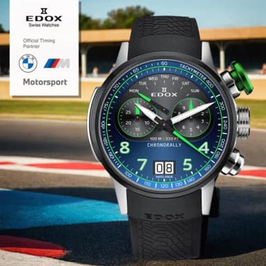 【EDOX 伊度】140周年 BMW 摩托車紀念錶 鈦金屬大日期計時手錶 送禮 禮物 推薦(E38003.TINV.BUNV)