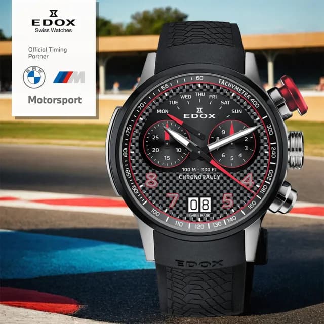 【EDOX 伊度】140周年 BMW 摩托車紀念錶 鈦金屬大日期計時手錶 送禮 禮物 推薦(E38003.TINRO.CARO)