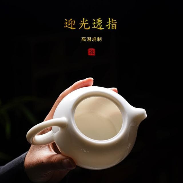 【美味好伙伴】羊脂玉瓷龍蛋壺220ml(高白瓷 茶具 茶壺 泡茶壺 茶杯)