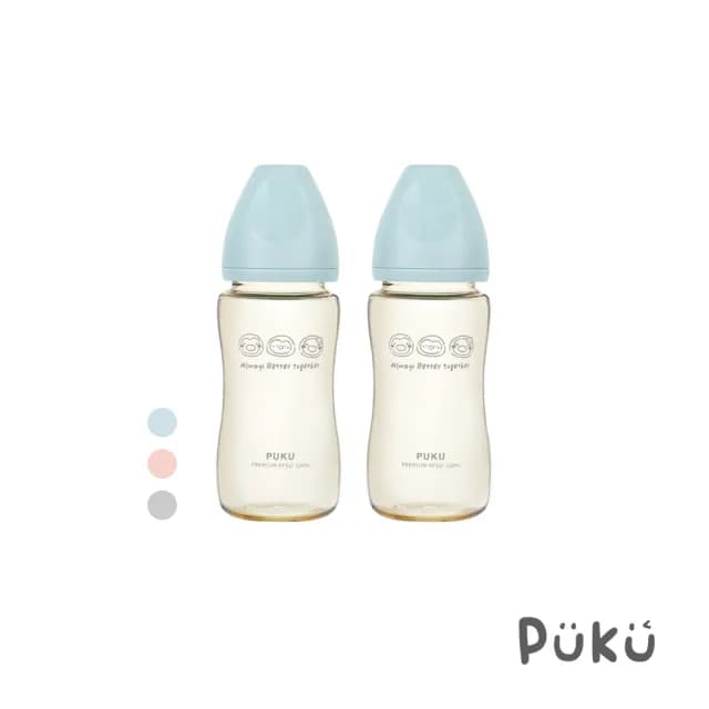 【PUKU 藍色企鵝】飽飽歐蕾 PPSU 寬口 防脹 奶瓶330ml(2入)