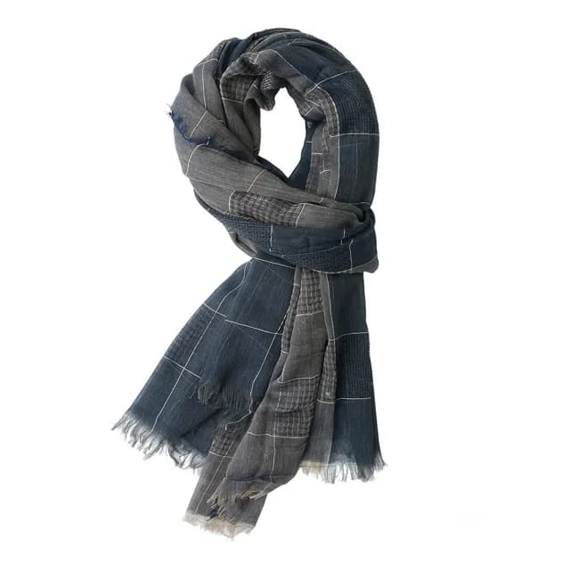 【Jun Jun】棉麻質感個性圍巾 色織雙色拼接圍巾(男士圍巾)