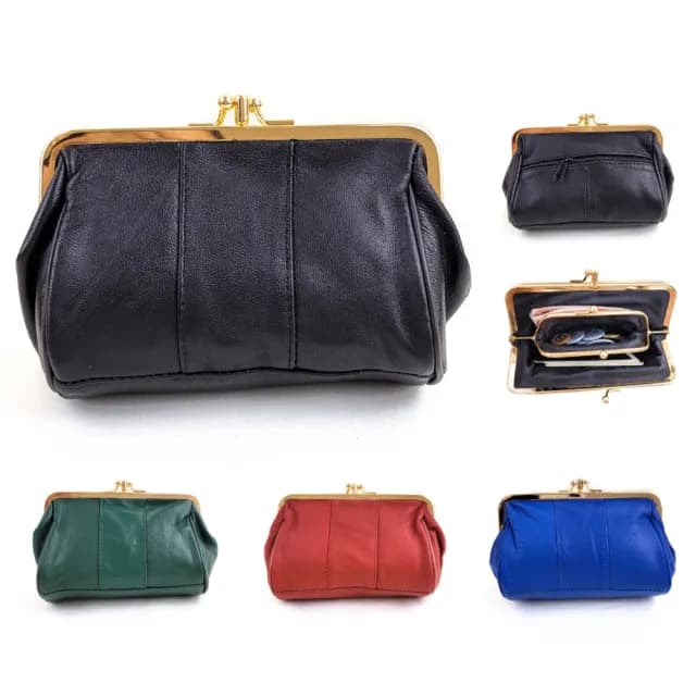 【玩皮工坊】羊皮條紋雙層口金 LH923 女士零錢包(真皮包包 單色選)