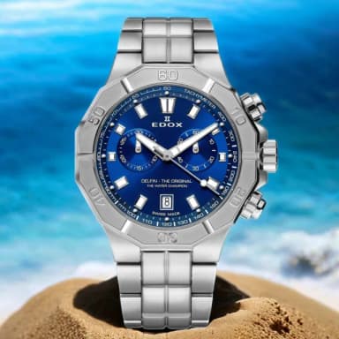 【EDOX 伊度】Delfin 海豚200米潛水計時手錶-43mm 送禮 禮物 推薦(E10113.3M.BUIN)