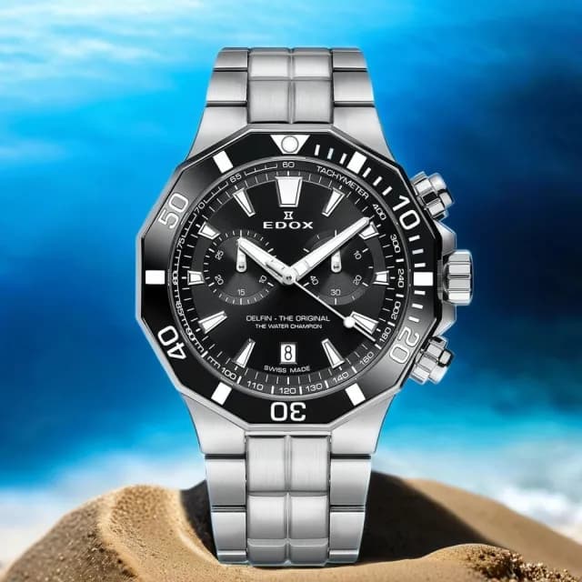 【EDOX 伊度】Delfin 海豚200米潛水計時手錶-43mm 送禮 禮物 推薦(E10112.3NM.NIN)
