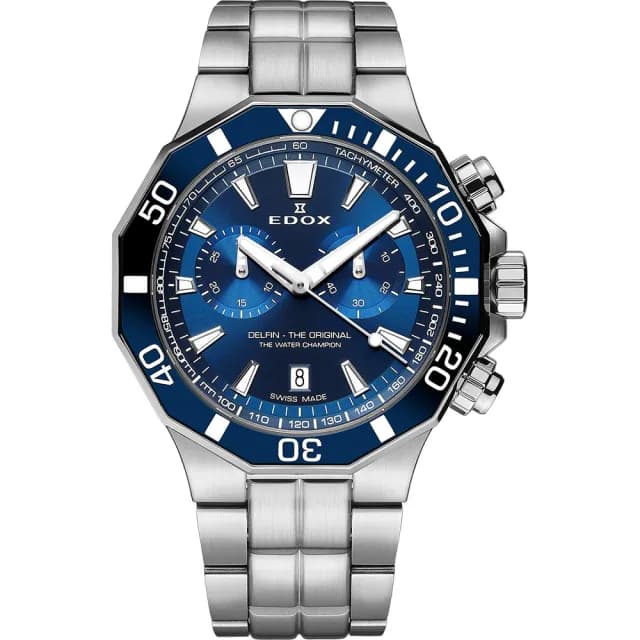 【EDOX 伊度】Delfin 海豚200米潛水計時手錶-43mm 送禮 禮物 推薦(E10112.3BUM.BUIN)