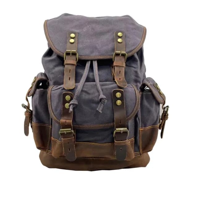 【巴黎精品】父親節禮物 後背包帆布雙肩包(復古防水多口袋拼皮男女包包5色a1hf2)