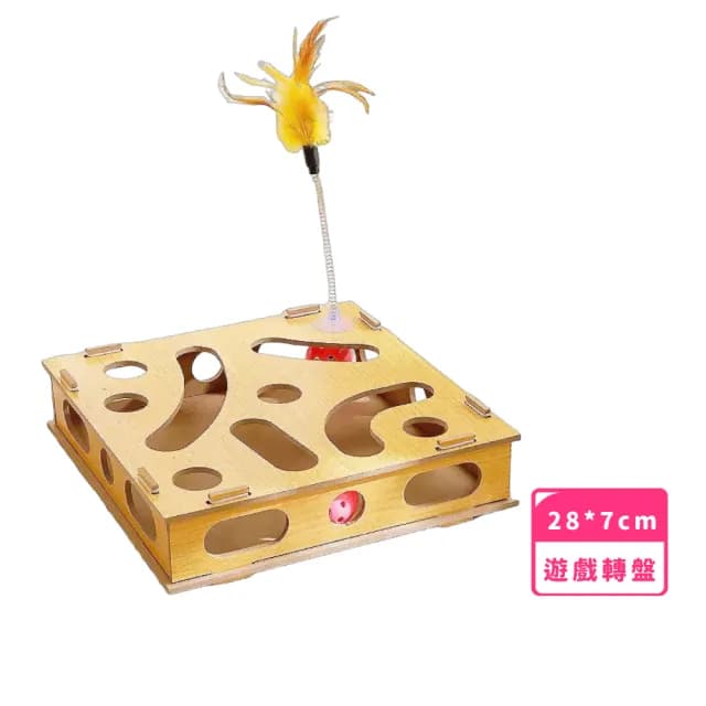 【主子駕到】複合式樂園多元軌道遊戲轉盤(發聲玩具球 打地鼠 自動逗貓棒 貓抓板 益智 幼貓 生日禮物)