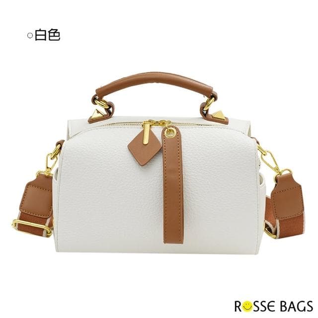 【Rosse Bags】母親節禮物 質感潮流配色軟皮手提肩背枕頭包(現+預  白色 / 灰色 / 卡其色 / 棕