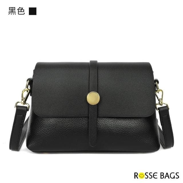 【Rosse Bags】復古經典多功能頭層牛皮小方包(現+預  黑色／卡其色)