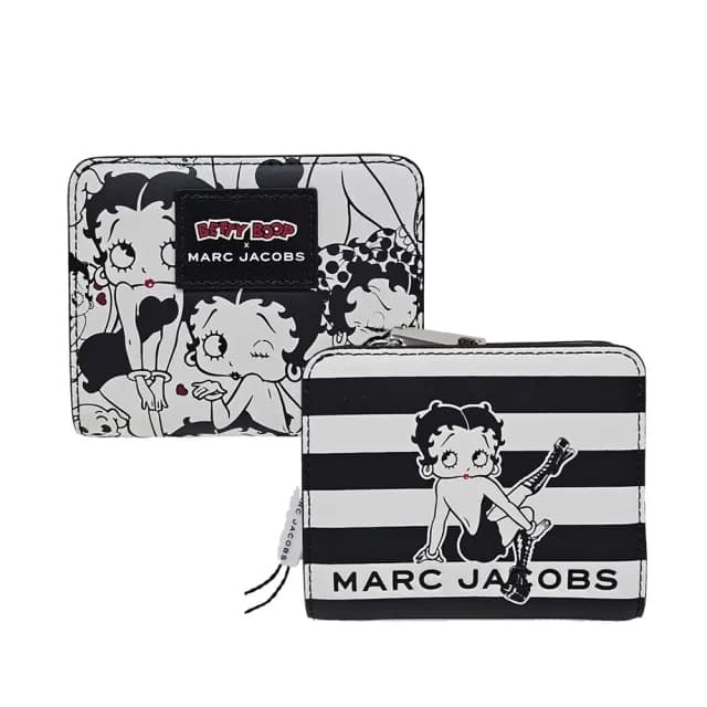 【MARC JACOBS 馬克賈伯】MJ聯名款BETTY BOOP零錢包短夾(黑白線條/滿版貝蒂)