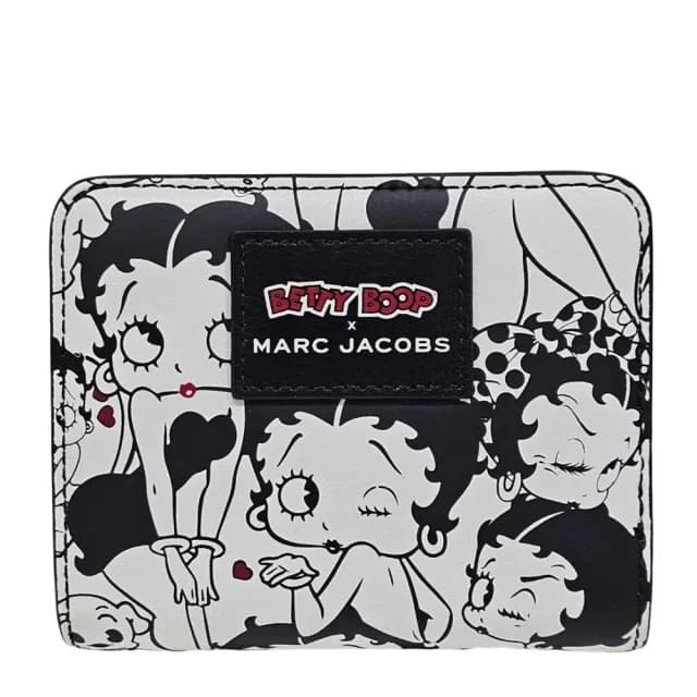 【MARC JACOBS 馬克賈伯】MJ聯名款BETTY BOOP零錢包短夾(黑白線條/滿版貝蒂)