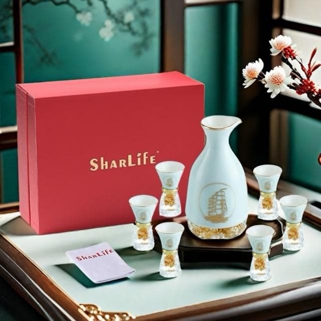 【買上癮xShar Life】玉帆風順金箔頂級精品酒具禮盒(父親節禮物 升遷 入厝 生日禮物 禮盒 情人節 新年)
