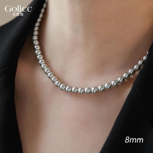 【Golicc】項鍊 最愛經典 珍珠 麻灰色(母親節 生日 情人節 鎖骨鍊 項鍊 飾品 禮物)