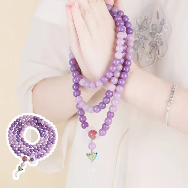 【金玉滿堂】粉紫菩提根108顆手串(冰種玉髓 琺瑯 粉瑪瑙 佛珠手鍊 手珠 念珠 飾品 手環 開運招財 避邪)