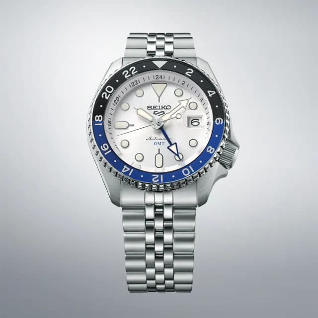 【SEIKO 精工】5 Sports系列 白面 GMT 機械腕錶 父親節 禮物 送禮 推薦(SSK033K1/4R34-00A0S)