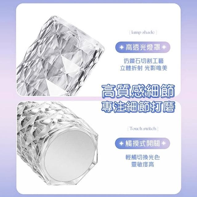 【QIDINA】夢幻16色動態變換水波紋水晶燈-E(小夜燈 星空燈 投影燈 生日禮物 氣氛燈)