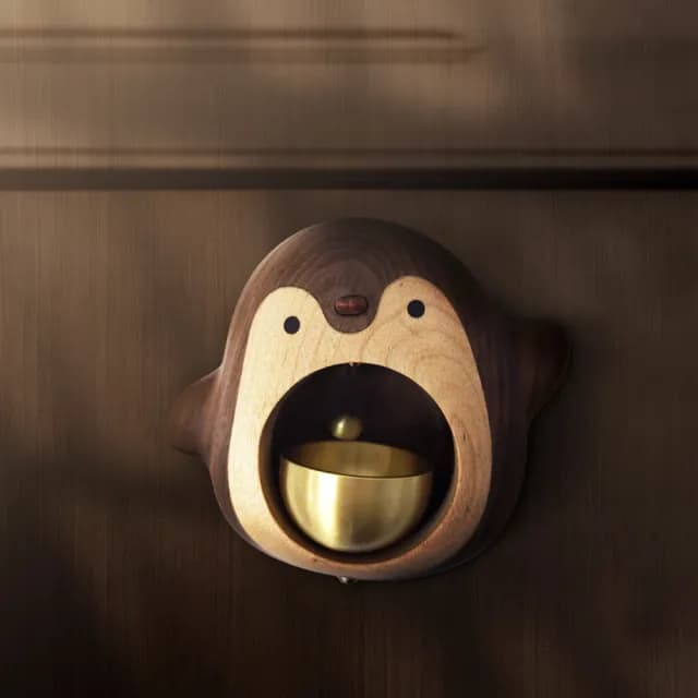 【上手家居】企鵝實木多巴胺門鈴(門鈴/風鈴/多巴胺門鈴/多巴胺風鈴/鈴鐺/鈴鐺/喬遷禮物)