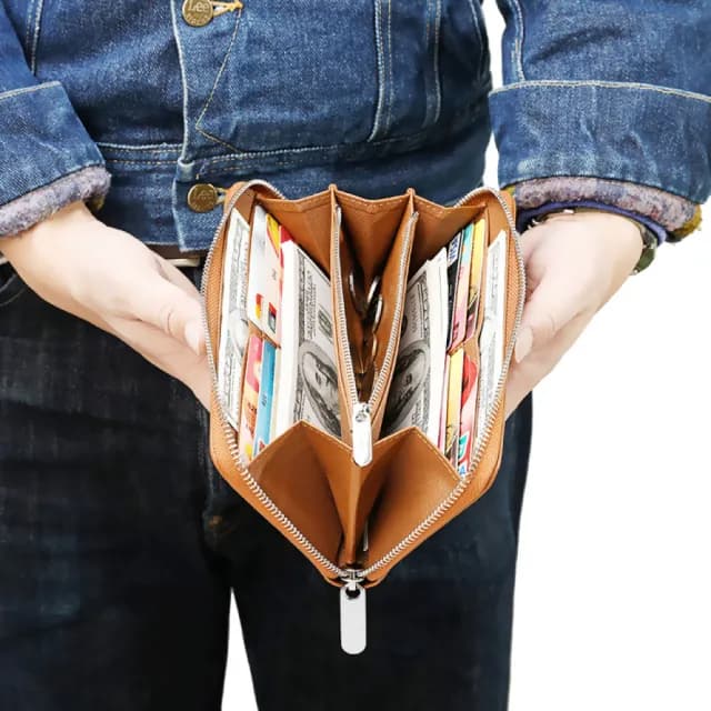 【柔軟細膩】雙11 高級感優質頭層牛皮手拿長夾( 中性款 零錢包 票卡夾 證件夾 長款皮